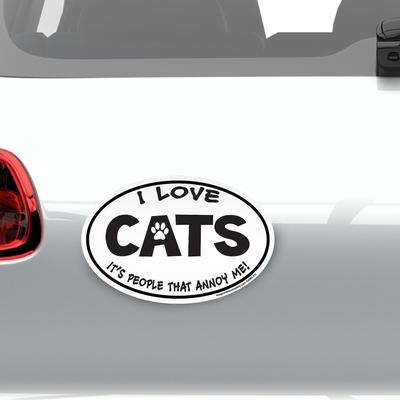 Show full view: Imagine This Company "I love Cats, It's People That Annoy Me" Magnet, Oval Shape slide 3 of 5