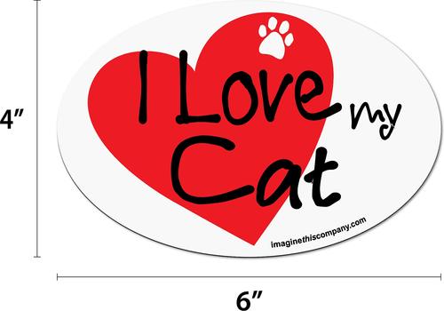Show full view: Imagine This Company "I Love My Cat" Heart Magnet, Oval Shape slide 2 of 4