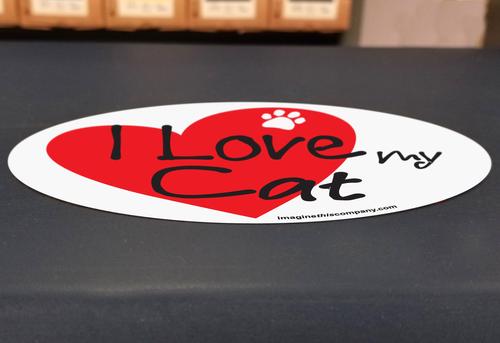 Show full view: Imagine This Company "I Love My Cat" Heart Magnet, Oval Shape slide 4 of 4