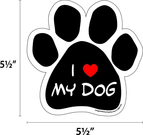 Imagine This Company "I Love My Dog" Magnet, Paw Shape