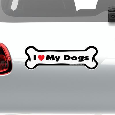 Show full view: Imagine This Company "I Love My Dogs" Magnet, Bone Shape slide 3 of 5