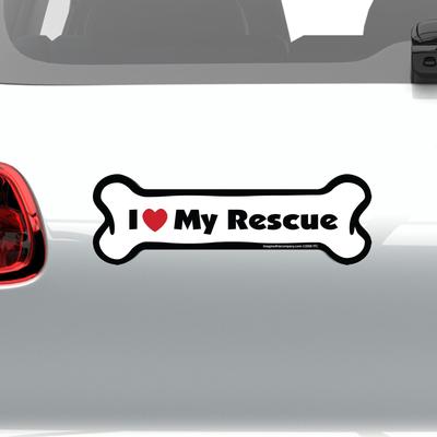 Show full view: Imagine This Company "I Love My Rescue" Magnet, Bone Shape slide 4 of 5