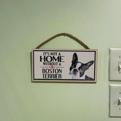 Show full view: Imagine This Company "It's Not a Home Without" Wood Breed Sign, Boston Terrier slide 3 of 6