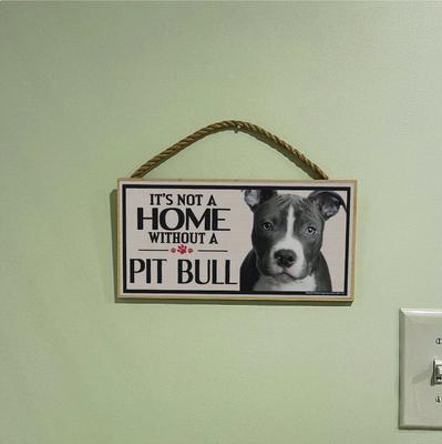 Show full view: Imagine This Company "It's Not a Home Without" Wood Breed Sign, Pit Bull slide 3 of 6