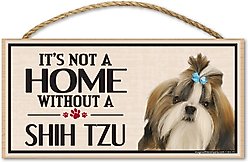 Imagine This Company "It's Not a Home Without" Wood Breed Sign, Shih Tzu