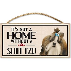 Imagine This Company "It's Not a Home Without" Wood Breed Sign, Shih Tzu