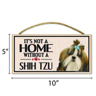 Show full view: Imagine This Company "It's Not a Home Without" Wood Breed Sign, Shih Tzu slide 2 of 6