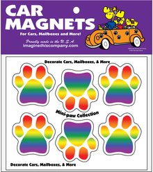 Imagine This Company Mini-Paws Car Magnet, 6 count, Rainbow