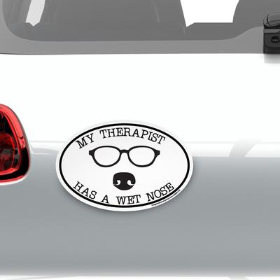 Show full view: Imagine This Company "My Therapist Has A Wet Nose" Magnet, Oval Shape slide 3 of 5