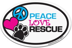 Imagine This Company "Peace, Love, Rescue" Magnet, Oval Shape