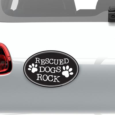 Show full view: Imagine This Company "Rescued Dogs Rock" Magnet, Oval Shape slide 4 of 5