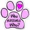 Show in main carousel: Imagine This Company "Who Rescued Who?" Magnet, Paw Shape, Pink slide 1 of 5