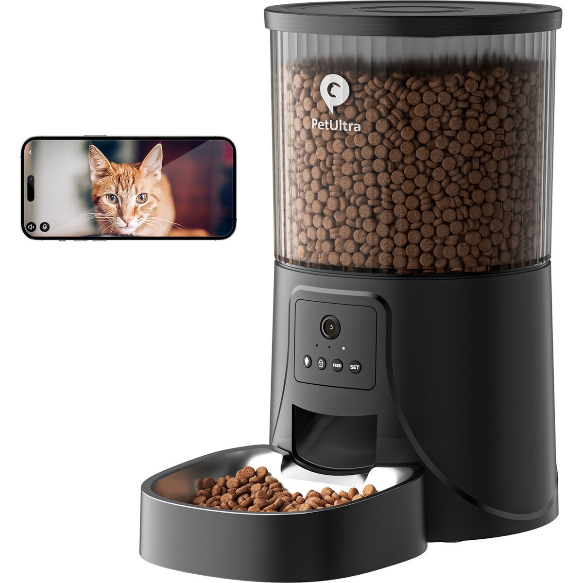 IMIPAW Stainless Steel Remote Control WiFi Automatic Cat & Small Dog Pet Feeder, 4-L