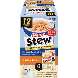 Inaba Churu Stew Chicken & Tuna Variety Cat Lickable Treat, 1.4-oz pouch, 12 count