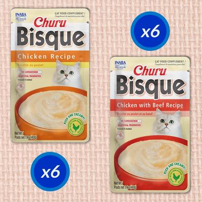 Show full view: Inaba Churu Bisque Chicken Variety Cat Lickable Treat, 1.4-oz pouch, 12 count slide 4 of 10
