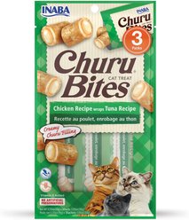 Inaba Churu Bites Chicken Wraps Tuna Recipe Grain-Free Cat Treats, 0.35-oz tube, 3 count