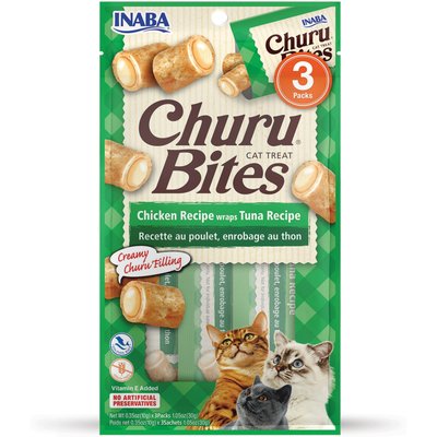 Inaba Inaba Churu Bites Chicken Wraps Tuna Recipe Grain-Free Cat Treats, 0.35-oz tube, 3 count