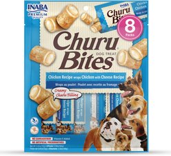 Inaba Churu Bites Wraps Chicken with Cheese Recipe Grain-Free Soft & Chewy Dog Treats, 0.42-oz, pack of 8