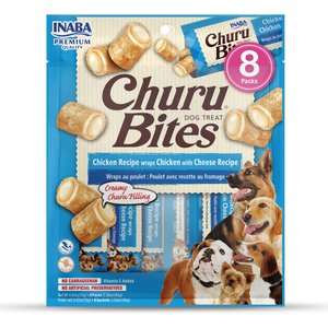 Inaba Churu Bites Wraps Chicken with Cheese Recipe Grain-Free Soft & Chewy Dog Treats, 0.42-oz, pack of 8