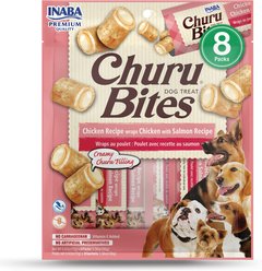 Inaba Churu Bites Wraps Chicken with Salmon Recipe Grain-Free Soft & Chewy Dog Treats, 0.42-oz, pack of 8