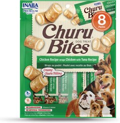 Inaba Churu Bites Wraps Chicken with Tuna Recipe Grain-Free Soft & Chewy Dog Treats, 0.42-oz, pack of 8