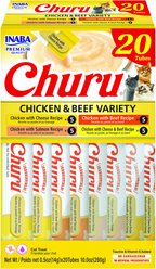 Inaba Churu Chicken & Beef Variety Creamy Puree Grain-Free Lickable Cat Treats, 0.5-oz tube, 20 count