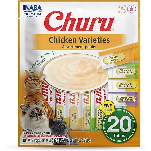 Inaba Churu Chicken Puree Variety Pack Grain-Free Lickable Cat Treat