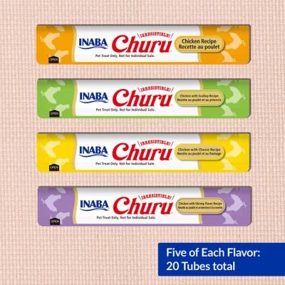 Show full view: Inaba Churu Chicken Puree Variety Pack Grain-Free Lickable Cat Treat, 20 count slide 4 of 14