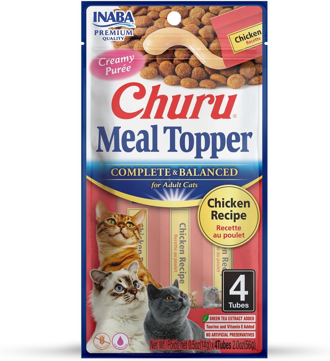 Inaba Churu Chicken Recipe Grain-Free Cat Lickable Treats Food Topper, 0.5-oz pouch