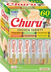 Inaba Churu Chicken Variety Six Flavor Creamy Puree Grain-Free Lickable Cat Treats, 0.5-oz tube, 60 count