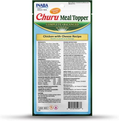 Show full view: Inaba Churu Chicken with Cheese Recipe Dog Food Topper, 0.5-oz tube, 4 count slide 3 of 10