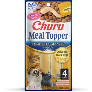 Inaba Churu Chicken with Cheese Recipe Grain-Free Cat Lickable Treats Food Topper, 0.5-oz pouch, 4 count