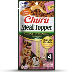 Inaba Churu Chicken with Salmon Recipe Dog Food Topper, 0.5-oz tube, 4 count
