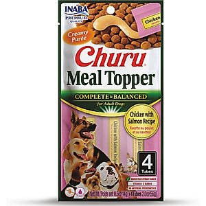 Inaba Churu Chicken with Salmon Recipe Dog Food Topper, 0.5-oz tube, 4 count