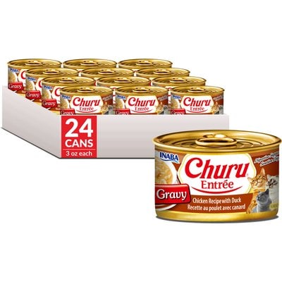 Inaba Inaba Churu Entree in Gravy Chicken Recipe with Duck Wet Cat Food, 3-oz can, case of 24