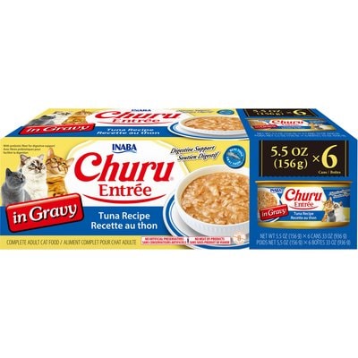 Inaba Inaba Churu Entree in Gravy Tuna Recipe Wet Cat Food, 5.5-oz can, case of 6