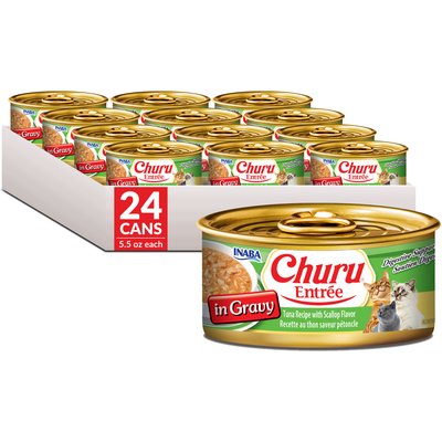 Inaba Inaba Churu Entree in Gravy Tuna Recipe with Scallop Wet Cat Food, 5.5-oz can, case of 24