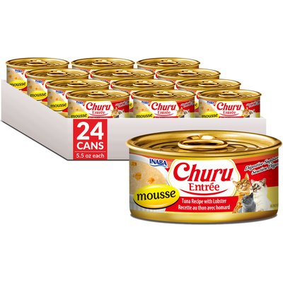 Inaba Inaba Churu Entree Mousse Tuna Recipe with Lobster Wet Cat Food, 5.5-oz can, case of 24