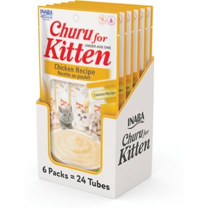 Inaba Churu for Kittens Chicken Recipe Puree Grain-Free Lickable Cat Treats, 0.5-oz tube, 24 count