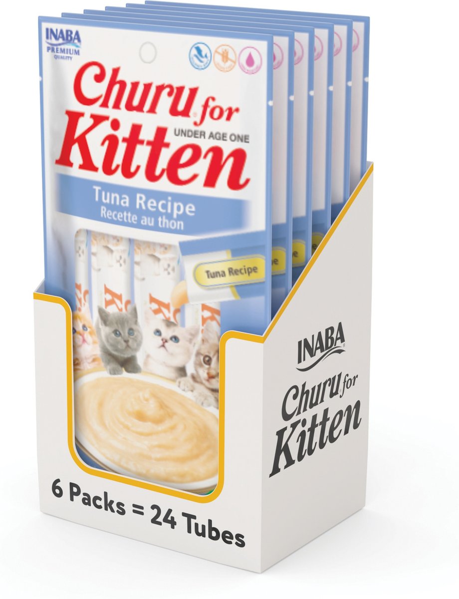 Inaba Churu for Kittens Tuna Recipe Puree Grain-Free Lickable Cat Treats