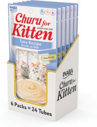 Inaba Churu for Kittens Tuna Recipe Puree Grain-Free Lickable Cat Treats, 0.5-oz tube, 24 count