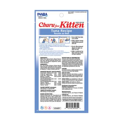 Show full view: Inaba Churu for Kittens Tuna Recipe Puree Grain-Free Lickable Cat Treats, 0.5-oz tube, 4 count slide 3 of 11