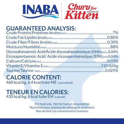 Show full view: Inaba Churu for Kittens Tuna Recipe Puree Grain-Free Lickable Cat Treats, 0.5-oz tube, 4 count slide 8 of 11