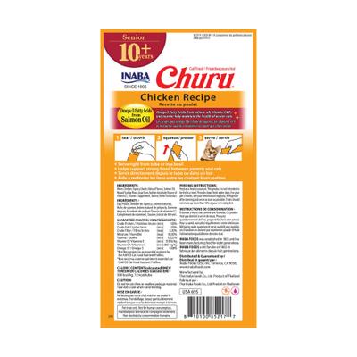 Show full view: Inaba Churu for Senior 10+ Chicken Recipe Lickable Cat Treats, 0.5-oz tube, 4 count slide 3 of 8