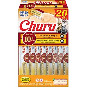 Inaba Churu for Senior 10+ Chicken Variety Lickable Cat Treats, 0.5-oz tube, 20 count