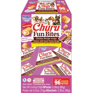 Inaba Churu Fun Bites Chicken with Sweet Potato Grain-Free Soft & Chewy Dog Treats, 0.42-oz, pack of 8