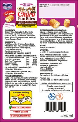 Show full view: Inaba Churu Fun Bites Chicken with Sweet Potato Grain-Free Soft & Chewy Dog Treats, 0.42-oz, pack of 8 slide 3 of 10