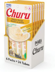 Inaba Churu Grain-Free Chicken Puree Lickable Cat Treat, 0.5-oz tube, pack of 24