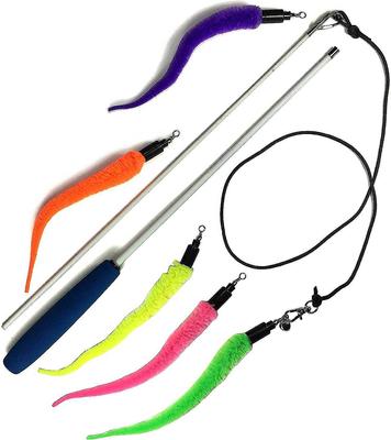 Show full view: Inaba Churu Grain-Free Chicken, Tuna, Scallop Puree Variety Pack Lickable Cat Treat, 0.5-oz tube, pack of 20 + Pet Fit for Life 5 Piece Squiggly Worm Wand Cat Toy slide 5 of 9