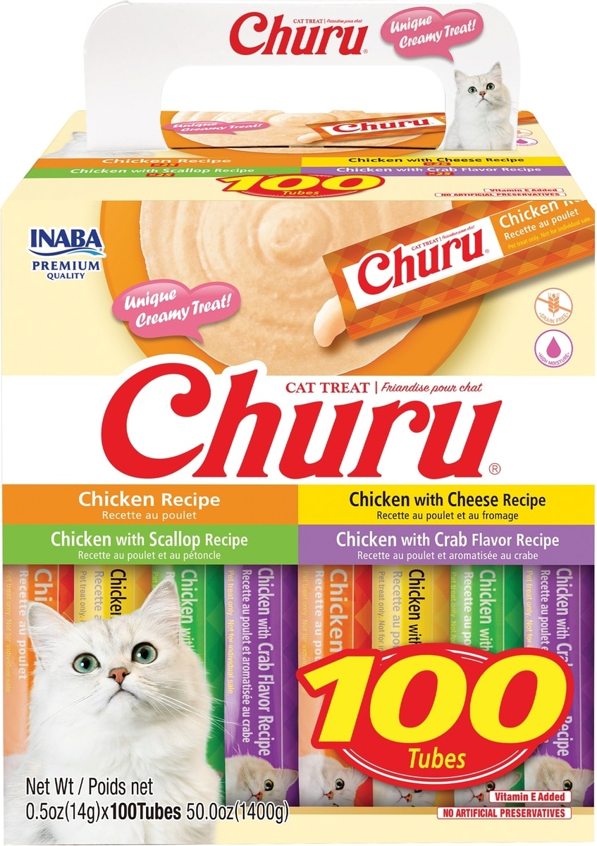 INABA Churu Grain-Free Chicken Variety Lickable Cat Treat, 0.5-oz